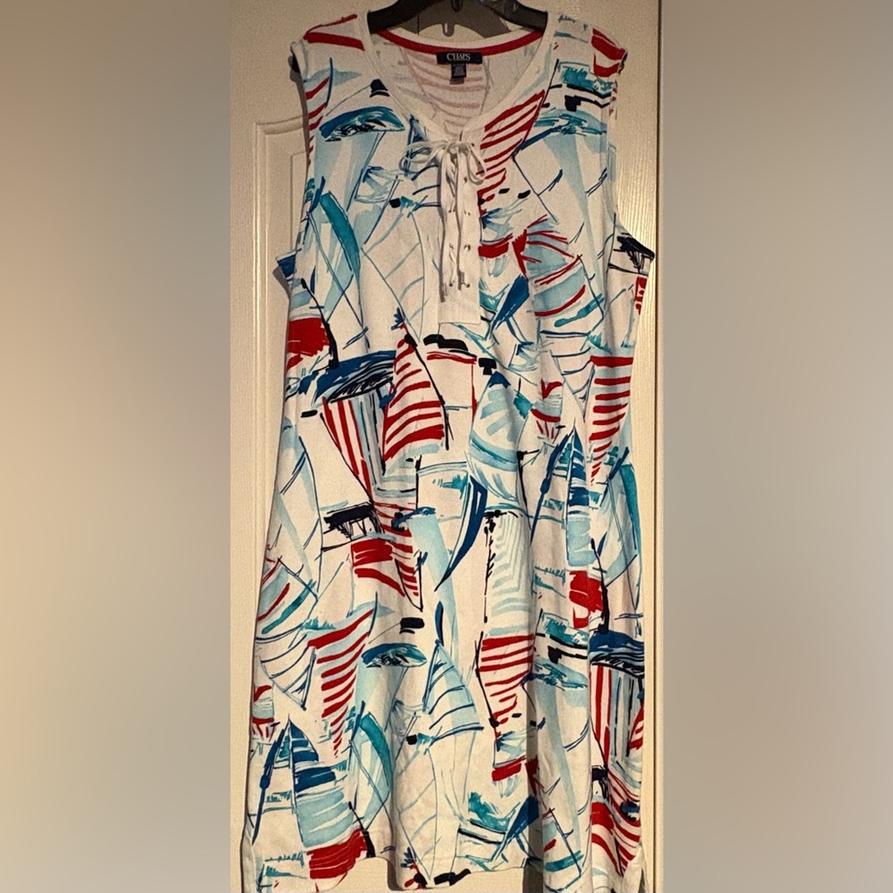 Chaps Multicolor Abstract Midi Dress